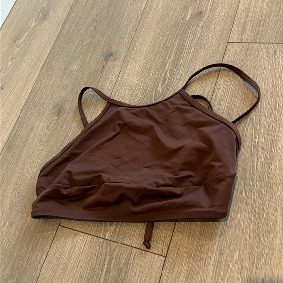 Skims Recycled Swim High Neck Top in Cocoa BROWN Size XL - Picture 4 of 4